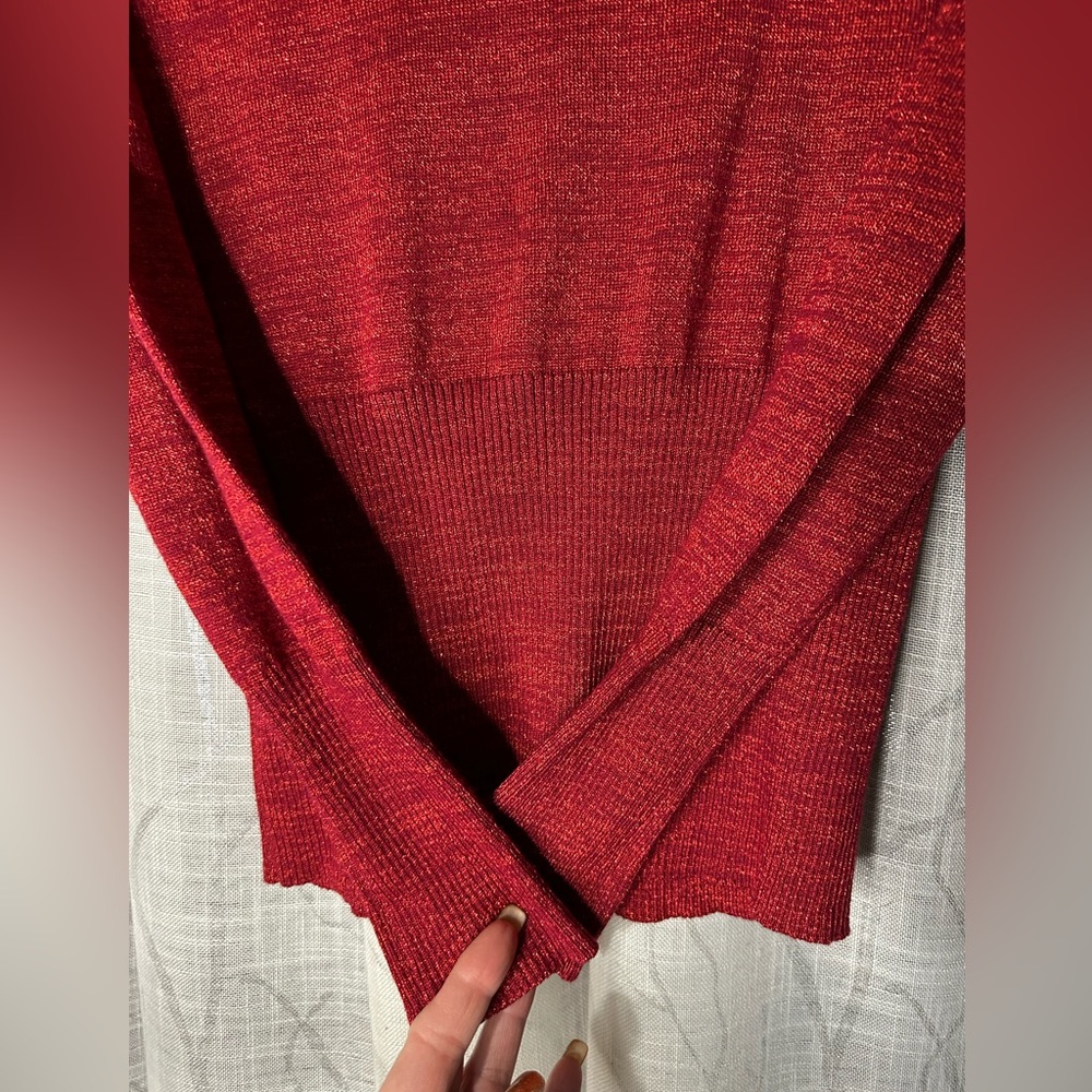 Apt. 9 pullover cowl neck sweater red metallic LS ribbed bottom NWOT Size S - Picture 4 of 6